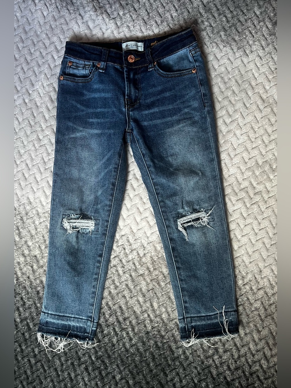 7 For All Mankind Dark Blue Distressed Ankle Jeans girls/kids size 8
